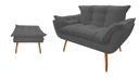Ver imagem 1 de Kit Namoradeira +1 Puff Puf Decorativo Opala Suede Cinza Pés Madeira Ms Decor