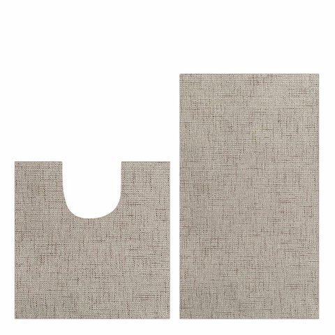 Tapete de Banheiro Sisal Sintético Antiderrapante Kit 2peças Natural
