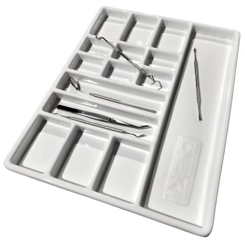 1 Unidade, Bandeja Plástica Dividida P/ Instrumentos Odonto