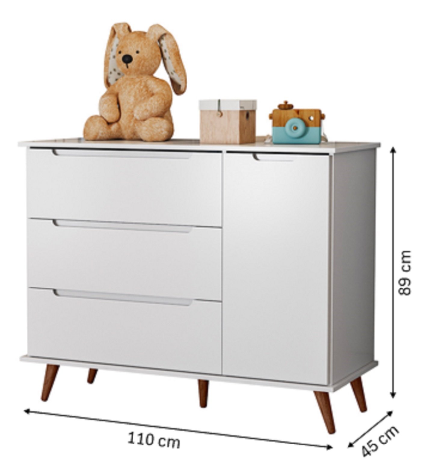 Quarto Infantil 100% Mdf Retrô - Lunna Comoda + Berço-branco - 8