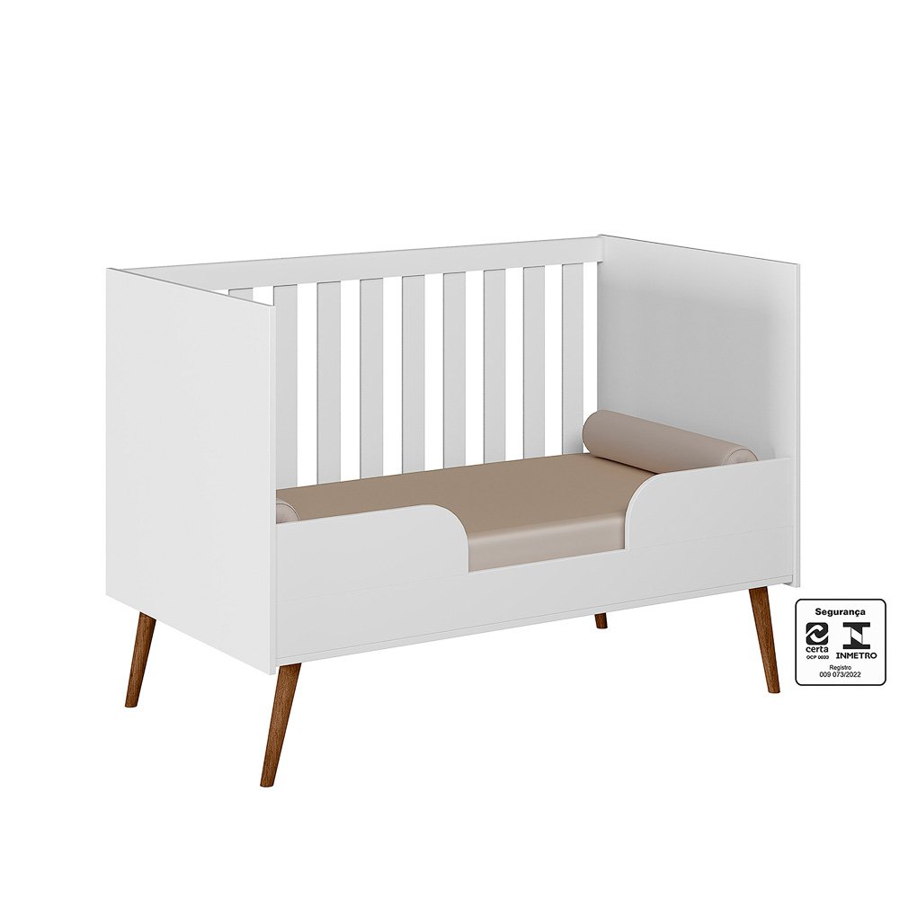 Quarto Infantil 100% Mdf Retrô - Lunna Comoda + Berço-branco - 6