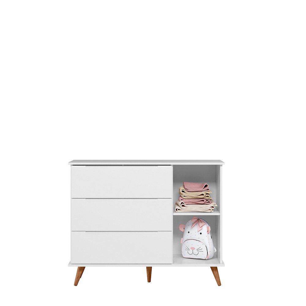 Quarto Infantil 100% Mdf Retrô - Lunna Comoda + Berço-branco - 10