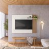 Painel Suspenso Para Tv 1,20x90 cm Off White Cristal/Ripado Madeira - Demadero - 3