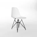 Ver imagem 3 de Mesa Jantar Eames De Ferro Preto Tampo Redondo Vidro 110cm 4 Cadeiras Brancas