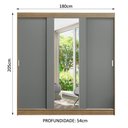 Ver imagem 4 de Guarda-roupa Casal Madesa Reno 3 Portas de Correr com Espelho