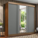Ver imagem 2 de Guarda-roupa Casal Madesa Reno 3 Portas de Correr com Espelho
