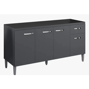Balcão Gabinete de Pia 150cm 4 Portas 1 Gaveta Gabriela Cinza - Ajl Moveis