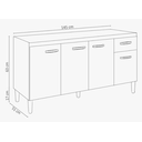 Ver imagem 4 de Balcão Gabinete de Pia 150cm 4 Portas 1 Gaveta Gabriela Cinza - Ajl Moveis