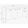 Balcão Gabinete de Pia 150cm 4 Portas 1 Gaveta Gabriela Cinza - Ajl Moveis - 4