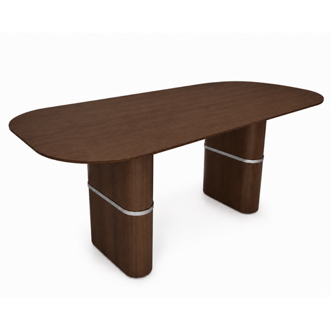 Mesa de Jantar Retangular 180cm em MDF e Lâmina Natural de Tauari Melina Castanho