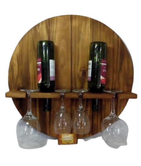 Adega bebidas Vinho madeira parede 60x60 2 garrafas 4 taças