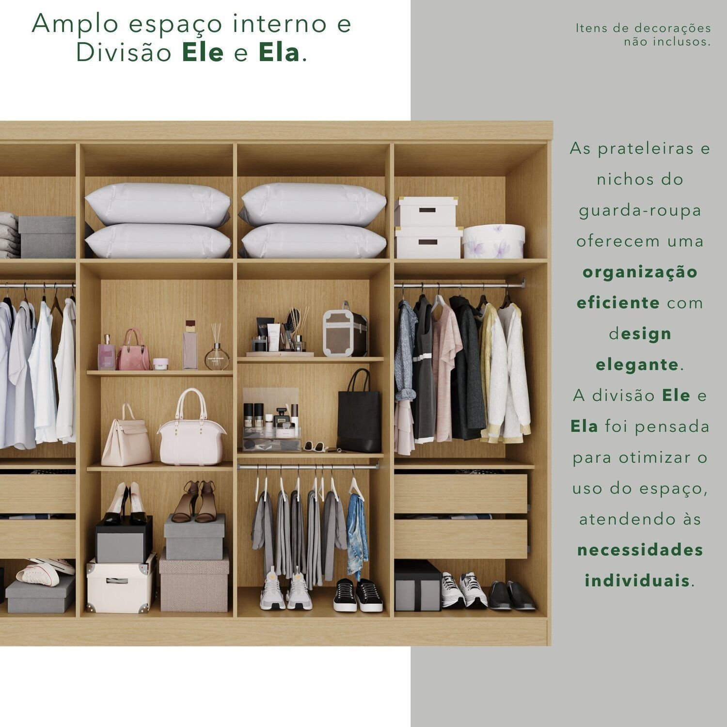 Guarda-Roupa Casal com Espelho 8 Portas 4 Gavetas França Espresso
