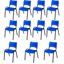 Ver imagem 2 de Kit 11 Cadeiras Iso Fixa Empilhável Escola Igreja Salão:azul