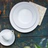 4 Pratos de Sobremesa 21cm em Porcelana Relevo Chevron Germer Branco Redondo - 3