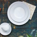 Ver imagem 3 de 4 Pratos de Sobremesa 21cm em Porcelana Relevo Chevron Germer Branco Redondo