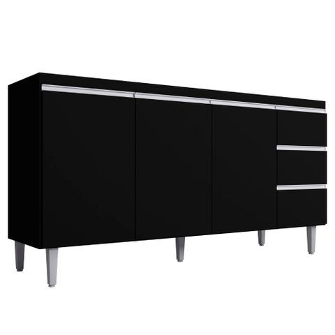 Balcão para Pia Andréia 160 Cm 3 Portas Preto Ajl
