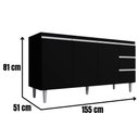 Ver imagem 3 de Balcão para Pia Andréia 160 Cm 3 Portas Preto Ajl