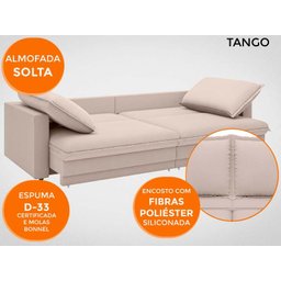 Sofá Tango 2,60M Sem Caixa, Retrátil e Reclinável Velosuede Bege - Netsofás - 4