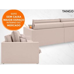 Sofá Tango 2,60M Sem Caixa, Retrátil e Reclinável Velosuede Bege - Netsofás - 3