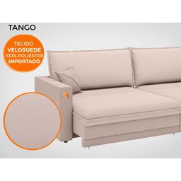 Sofá Tango 2,60M Sem Caixa, Retrátil e Reclinável Velosuede Bege - Netsofás - 6