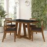 Conjunto Mesa Lins 4 Cadeiras Sextavada Freijó/pto/corino Marrom - M.a Freijó/preto/corino Marrom - 1