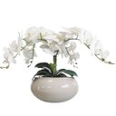 Ver imagem 1 de Arranjo De Mesa Sala 4 orquídeas Artificial Brancas Com Vaso