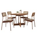 Ver imagem 2 de Conjunto Mesa Jantar 90cm + 4 Cadeiras Estofadas C/ Tela Nf Cor:nogal com Areia Rosê