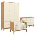 Ver imagem 1 de Quarto de Bebe Unique 3 Portas com Cômoda Sapateira Freijó Off White Eco Wood - Matic
