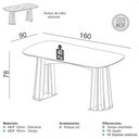 Ver imagem 2 de Mesa de Jantar 1,60m C/ Tampo de Vidro + 4 Cadeiras 100% Mdf Cor:off White com Freijó e Bege Rú