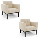 Ver imagem 2 de Kit 2 Poltronas Decorativas Karen Pés Fixo em Madeira Preto Suede Bege G19 - Gran Belo