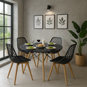 Ver imagem 1 de Kit Mesa Redonda Eames 90cm Preta + 4 Cadeiras Kayla Wood Pretas