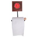Ver imagem 3 de Kit Banheiro 3 Peças Toalheiro Cabideiro Porta Papel Papel com Flores Coloridas Cor Vermelho