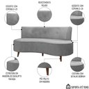 Ver imagem 3 de Sofá 2 Lugares para Sala Living 135cm Pés Palito Korah K04 Veludo Cinza - Mpozenato