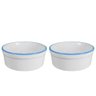 Kit Comedouro e Bebedouro de Porcelana 300ml Borda Azul - 1