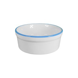 Kit Comedouro e Bebedouro de Porcelana 300ml Borda Azul - 3