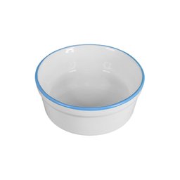 Kit Comedouro e Bebedouro de Porcelana 300ml Borda Azul - 2