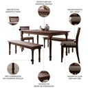 Ver imagem 2 de Conjunto Mesa Cadeiras Rubia 4 Lugares Tampo MDF Pés Torneados Café 160cm Mpozenato