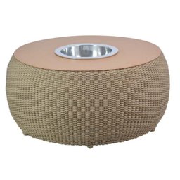 Mesa de Centro Corda Naval Tampo Chapa com Champanheira - Bege - 1