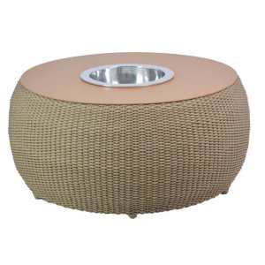 Mesa de Centro Corda Naval Tampo Chapa com Champanheira - Bege