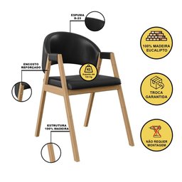 Kit 6 Cadeiras Mesa Jantar Suellen Versátil Reforçada Corino Cor:preto - 2