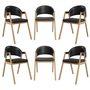 Kit 6 Cadeiras Mesa Jantar Suellen Versátil Reforçada Corino Cor:preto