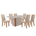 Ver imagem 1 de Mesa de Jantar Isadora 180cm Tampo MDF e Vidro Canto Copo com 6 Cadeiras Lira Moderna Mobília