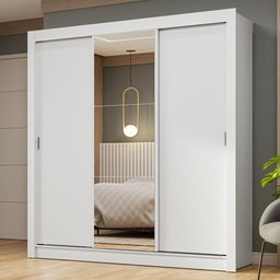 Guarda-roupa Casal 3 Portas de Correr com Espelho Branco Nobre Madesa - 1
