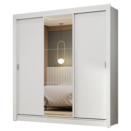 Guarda-roupa Casal 3 Portas de Correr com Espelho Branco Nobre Madesa - 2