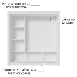 Guarda-roupa Casal 3 Portas de Correr com Espelho Branco Nobre Madesa - 6