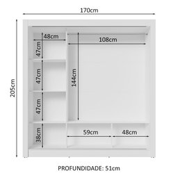 Guarda-roupa Casal 3 Portas de Correr com Espelho Branco Nobre Madesa - 4