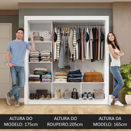 Guarda-roupa Casal 3 Portas de Correr com Espelho Branco Nobre Madesa - 5