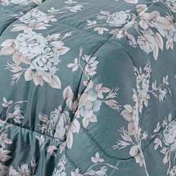 Kit Edredom Celi Super King Dupla Face Micropercal 200 Fios 3 Peças - Verde Floral - 2