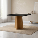 Ver imagem 1 de Mesa de Jantar Anitta 4 Lugares Vidro/MDF 90cm Marrom Ype/Preto