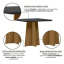 Ver imagem 3 de Mesa de Jantar Anitta 4 Lugares Vidro/MDF 90cm Marrom Ype/Preto